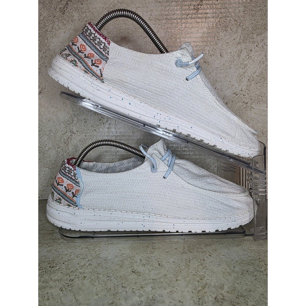Hey Dude Wendy White Aztec Loafers Women Sz 10 Casual Comfort Active Boho Shoes - Picture 6 of 8